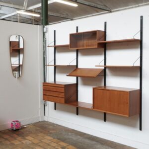 Modular Poul Cadovius wall unit in teak wood