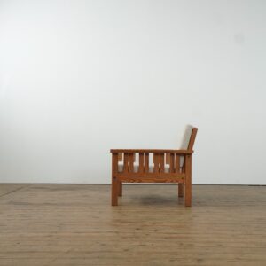Swedish pinewood armchair with new fabric