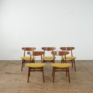 Set of 5 Hans Wegner dining chairs model CH 30 with new fabric