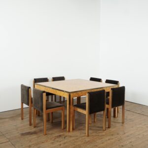 Dining set in Burl wood with brass details