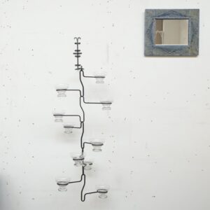 Swedish iron and glass candle holder