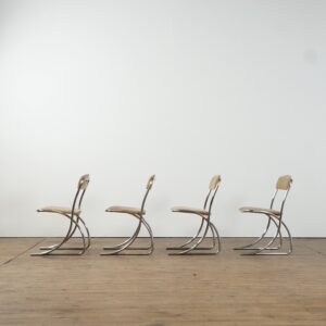 Set of 4 chrome chairs with organic form