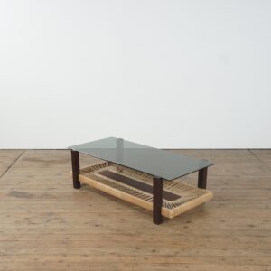 Rattan and glass coffee table