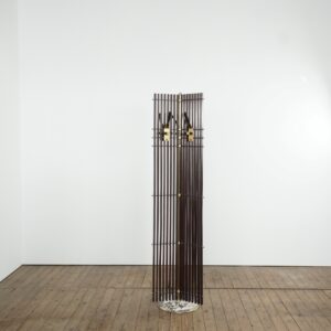 Italian coatrack with slatted wood and marble base