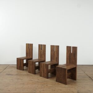 Set of 4 Brutalist wooden chairs
