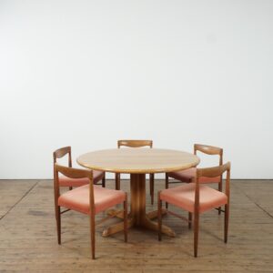 Danish dining set containing a Otto Möller round dining table and HW Klein chairs both in solid oak