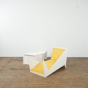 Modular contemporary one-off piece lounge chair, table