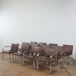 12 Brno leather chairs by Mies an der Rohe for Knoll (sold per 2 pieces)
