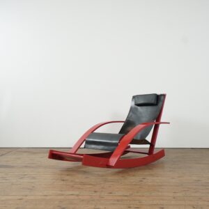 Italian leather rocking chair by Werther Toffoloni