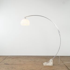 Adjustable arc lamp with travertine base